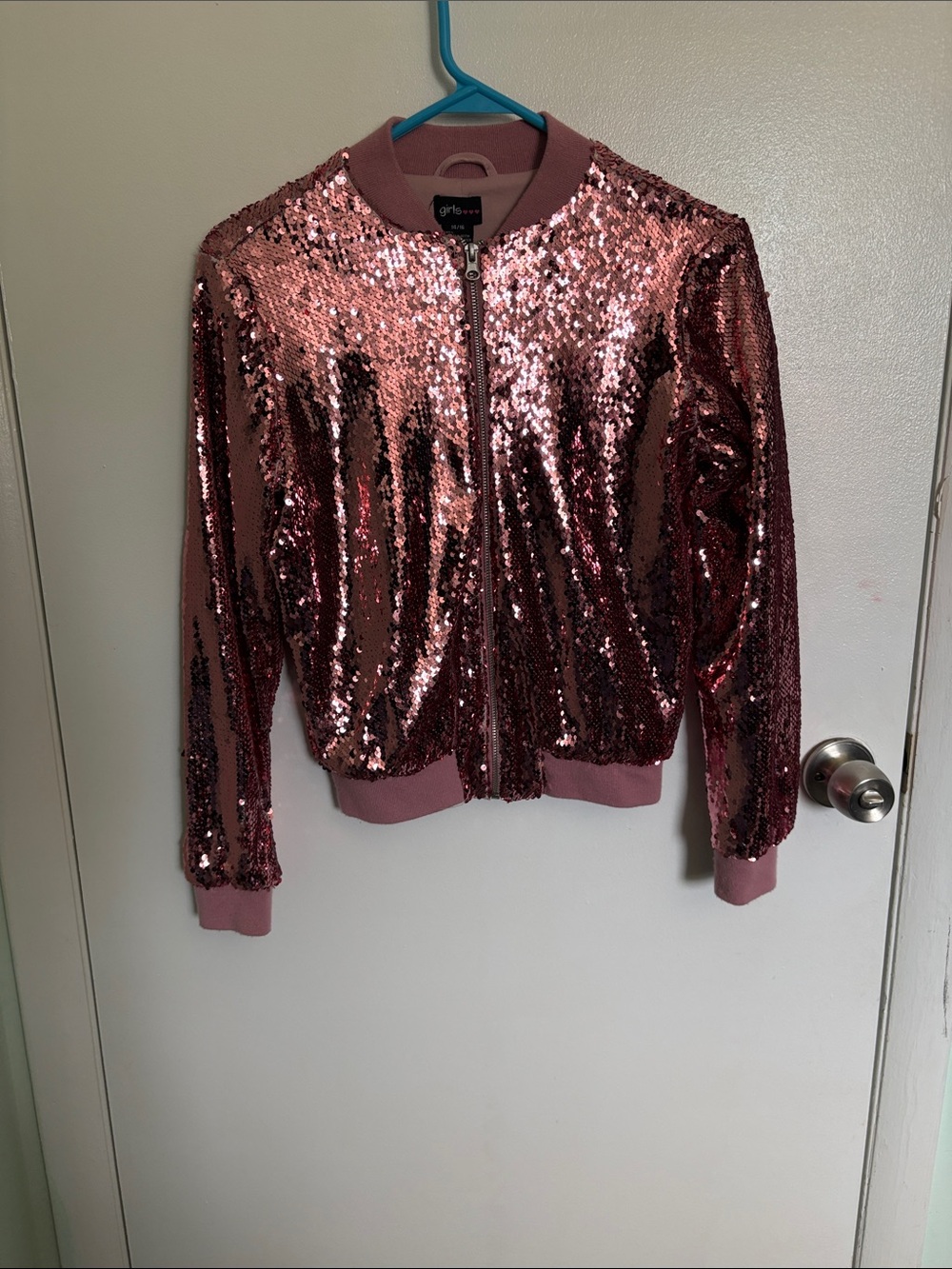 Sequin Bomber Jacket - Pink
